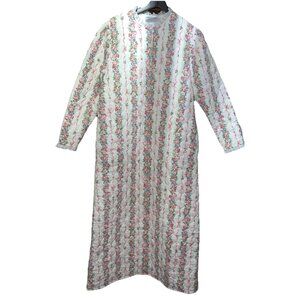 Vintage Lanz of Salzburg Quilted Cotton Nightgown Floral Zip USA